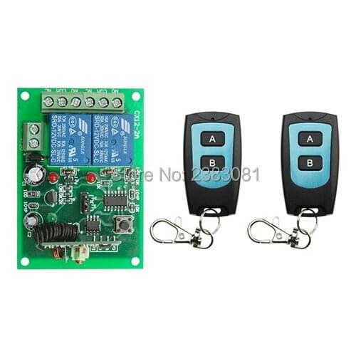 Universal DC12V 2CH 10A Remote Control Switch Relay Output Radio Receiver Module and Waterproof Transmitter Toggle Momentary