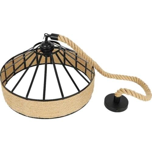 Vintage Pendant Lamp Ceiling Light, Retro Antique Industrial Adjustable Lamp Chandelier Hemp Rope Hanging Lamp