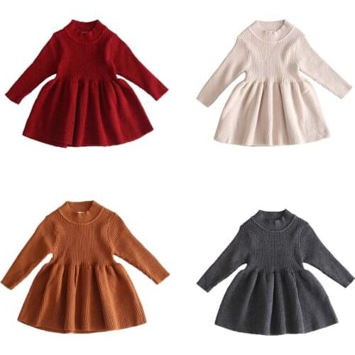 Girls Knitted Dress 2019 autumn winter Clothes Kids Toddler baby dress for girl princess Cotton warm Christmas Dresses