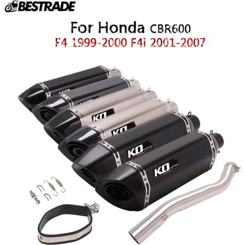 For Honda CBR600 F4 1999-2000 F4i 2001-2007 Motorcycle Exhaust System Middle Link Pipe Slip On 51mm Muffler Tube Stainless Steel