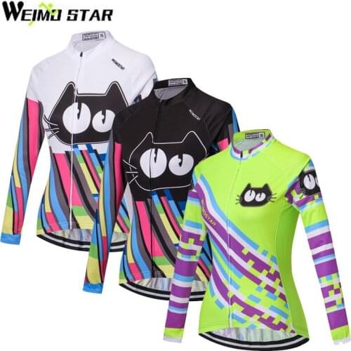 WEIMOSTAR Team Pro Womens Outdoor Ropa Ciclismo Long Sleeve Cycling Jersey Yops Bike Bicycle Clothing Jacket Cat S-XXXL