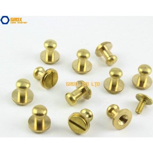 40Pcs 6mm Round Head Solid Brass Rivet Chicago Screw for Leather Craft