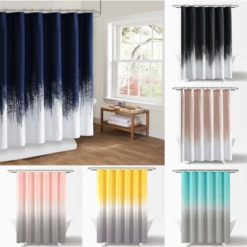 Gradient Shower Curtains for Bathroom 1 Piece Waterproof Polyester Fabric Blue Living Room Panels with Durable Brass Buckle Hot