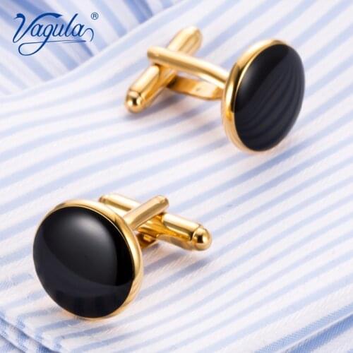 VAGULA Classic Copper Black Painting Round Mens Cufflink Wedding Suit Shirt Buttons Cufflinks 801