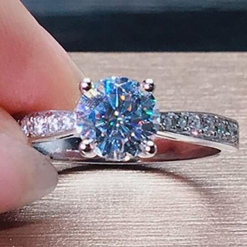 14K Au585 White Gold Women Wedding Party Engagement Ring 1 2 3 4 5 Carat Round Moissanite Diamond Ring Crown Trendy Classic Gift