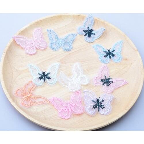 10pcs/set Double-layer Gold Silver Line Embroidery Butterfly Lace for Diy Hair Accessories Clothing Headdress Decoration
