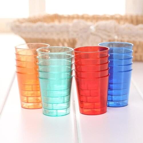 30ml 10PC Colorful Plastic Goblet Wine Glass Cup Cocktail Wine Champagne Plastic Quality PP High Standing Cups Glasses B9D0