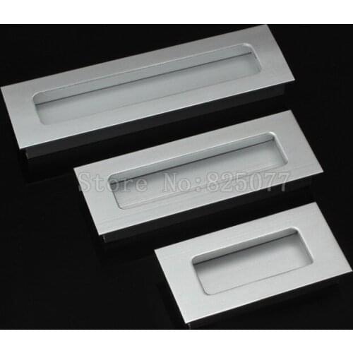 10PCS Hole Pitch 64mm 96mm 128mm Aluminum alloy hidden handle Kitchen cabinet Furniture handle drawer handle HM58