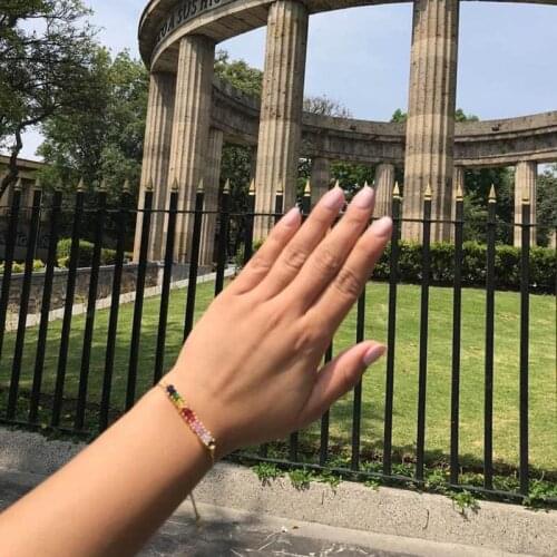 2021 Statement Paved Rainbow CZ Jewelry For Women Gold Pendant Charm Crystal Bracelets Dainty Link Adjustable Unique Gift