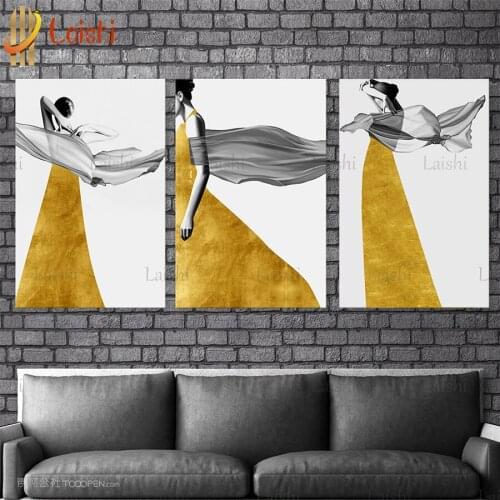 3pcs DIY Diamond Painting Flying silk and gold foil dress Picture Of Rhinestones Diamond Embroidery Mosaic Home Decoration