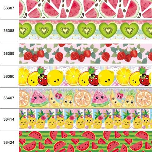 50 Yards/Roll 3” 75mm Various Sizes Pineapple Printed Grossgrain Ribbon For Hair Accessories DIY Crafts Hand Made Y2021051003