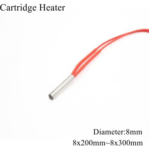 8x200mm 8x250mm 8x300mm 12V 24V 110V 220V 8mm Ceramic Cartridge Heater Tube Pipe Heating Element 3D Printer 50W 100W 150W 200W