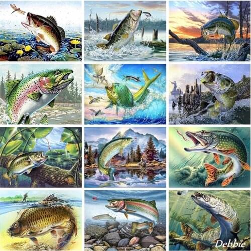 5D DIY Diamond Embroidery Fish Animals Diamond Painting Full Square&Round Mosaic Cross Stitch Kit Home Decor Gift
