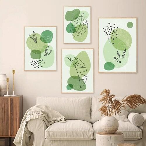 Bohemia Green Leaves Watercolor Nordic Posters Canvas Painting Wall Art Prints Picture for Living Room Interior Home Decor