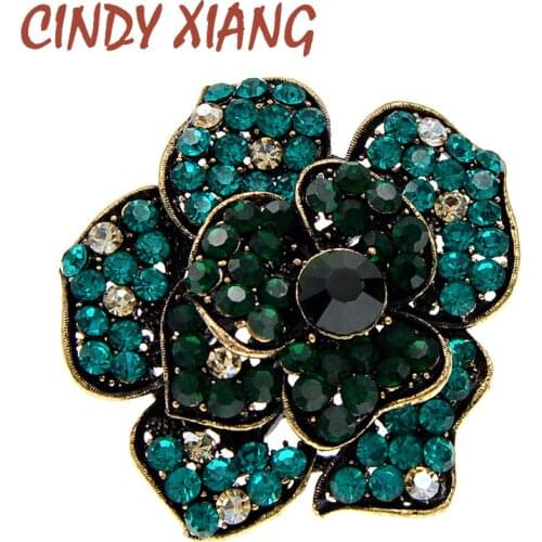 CINDY XIANG Rhinestone Large Camellia Flower Brooches For Women Vintage Fashion Winter Brooch Pin 3 Colors Available Good Gift
