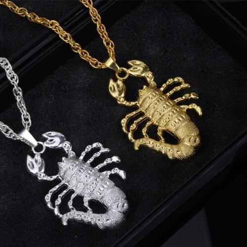 Men Hip Hop Animal Scorpio Long Chain Gold Silver Color Scorpion Pendant Necklace for Men Punk Rock Jewelry Gift for Male Women