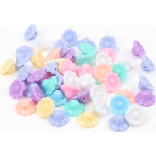 Spring Color Flower Acrylic Loose Beads For Jewelry Making Diy Wholesale 12x7mm 50pcs
