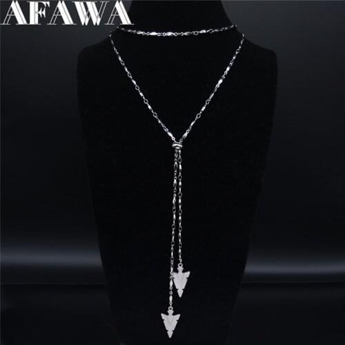 2021 Rrrow Stainless Steel Long Necklace Women Silver Color Chain Boho Necklaces Pendants Jewelry kettingen voor vrouwen N20331