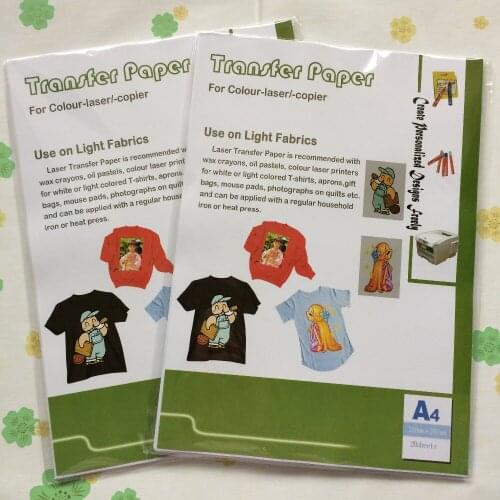 For t-shirt clothes bags ( 40 pieces/lot ) A4 size light laser heat transfer paper smooth and flat performance
