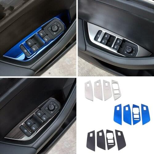 For Skoda Kodiaq 2016-2020 Car Interior Door Armrest Window Lift Switch Button Panel Cover Stainless Steel Trim Modify Sticker