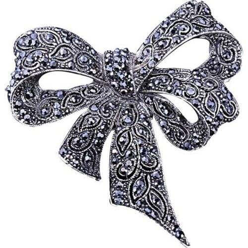 Earofcorn Retro Large Gun Black Alloy Bow Brooch Suit Clothing Accessories Bow Tie Brooch Pin