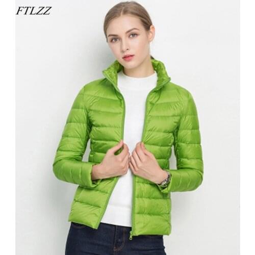 FTLZZ New Women 90% Ultra Light White Duck Down Short Jacket Spring Winter Jackets Puffer Jacket Portable Windproof Down Coat