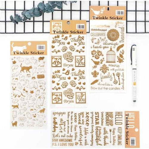 Fromthenon Cute Cat Foil Gold Sticker For Lovedoki Notebook Planner Accessories Decoration Stickers Scrapbook Diy Stationery