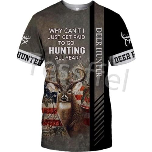 Tessffel 3D Printed Camouflage Hunting Deer Hunter New Summer Harajuku Short Sleeve Mens T-shirt Unisex Streetwear Top Style-3