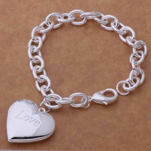 AH290 Wholesale Lucky Silver Color Charm Bracelets For Women Popular Fashion 925 Jewelry Love Heart /elqancxa Anzajfga