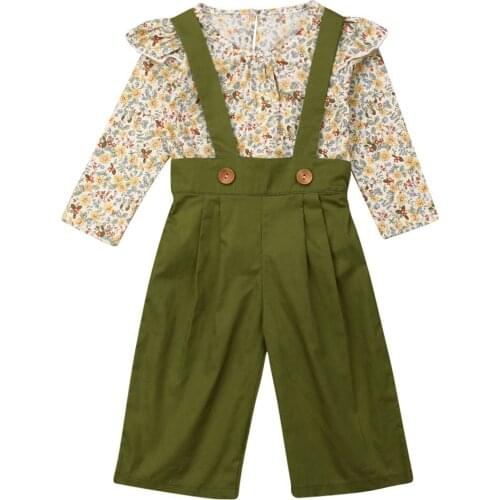 Boutique girl clothes 2PCS Toddler Kids Baby Girl Winter Clothes Floral Tops+Pants Overall Outfits