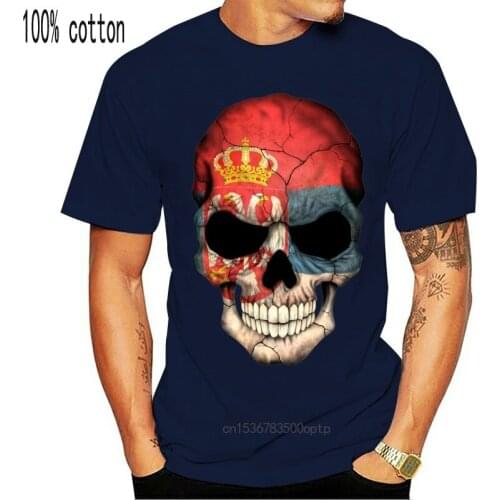 Cool Sweater Mens Serbian Flag Skull Faddish T Shirts New Funny White Tops T Shirt Pure Cotton Motorcycle Tshirts Hipster