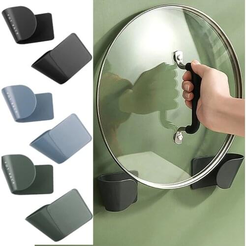 Pot Lid Holder Wall-Mounted Hanging Holder for Pan Pot Cover Rack Kitchen Organizer Plastic Storage Rack Kitchen Supplies