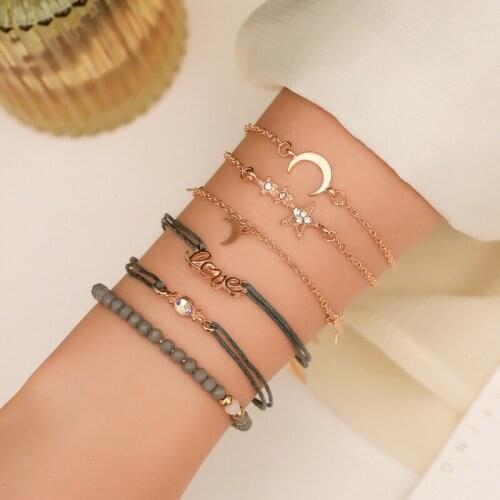 Fashion anime star bracelets for women jewelry letter braclets wholesale kpop sunflower rhinestone buttons charms for moon br