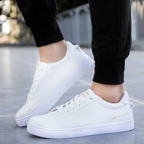Man Casual Shoes White pu Leather shoes Tenis Trainers cheap Mens Sneakers flat Walking Shoes wholesale dropshipping ST473