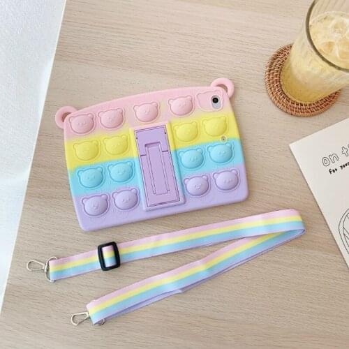 Soft Silicon Stand Cover For iPad 10.2 8th 7th 5th 6th Pro 9.7 10.5 11 Mini 5 Air 1 2 3 4 10.9 Inch Kids Cute Fidget Toys Case