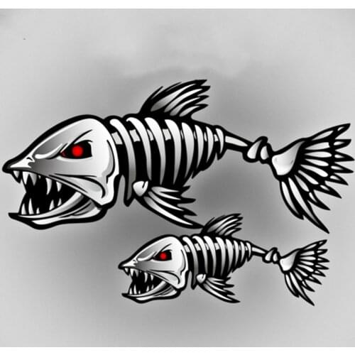 Aliauto Car-styling Skeleton Shark Car Sticker and Decal Go Fish Accessories for Volkswagen Polo Golf Tiguan Bmw Ford Focus 2 3