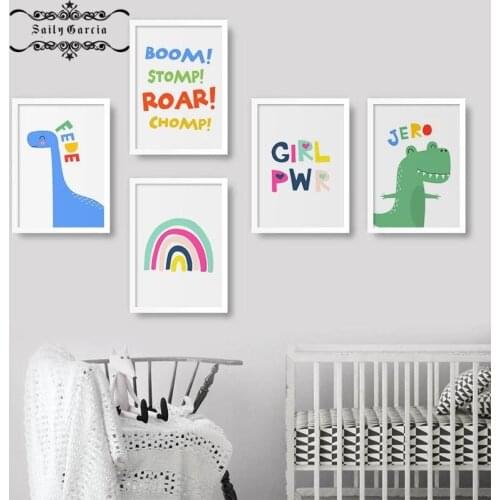 Nursery Wall Art Cartoon Dinosaurs Interior Paintings Animal Poster and Print Canvas Painting for Baby Room Room Decor Pictures