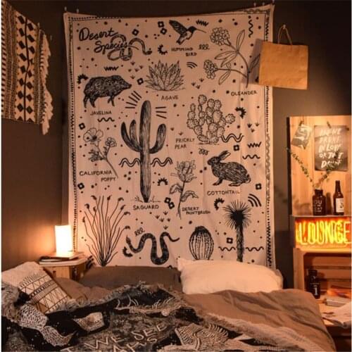 The Latest Saguaro Hippie Tapestry Wall Decor Fabric Boho Room Decoration Cactus Mandala Tapestry Aesthetic Room Decor Macrame