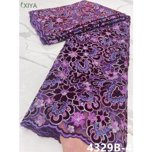New Designs African Lace Fabric High Quality Velvet Lace Fabric with Sequins Nigerian Lace Fabrics for Wedding Dress APW4329B