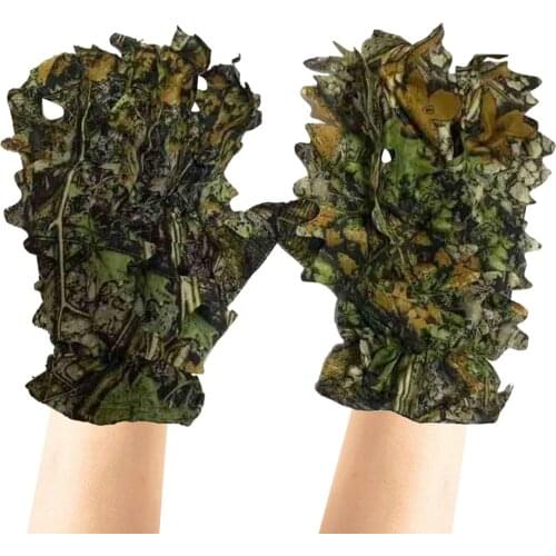Pair Bionic Camouflage Thin Gloves Shooting Woodland Lightweight Breathable