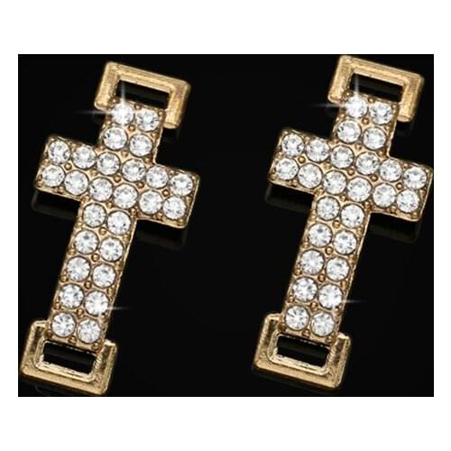 JAKONGO Gold Plated Crystal Cross Connector for Jewelry Making Earrings Accessories Findings DIY 25x12mm 5pcs/lot