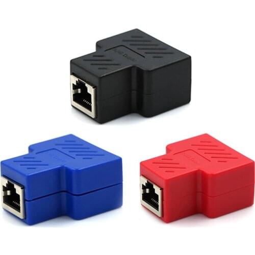 RJ45 Splitter Adapter 1 To 2 Dual LAN Ethernet Socket Network Connections Splitter Adapter For PCB Board Welding Blue Black Red