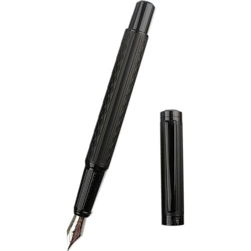 Black Metal Fountain Pen Ink Pen Titanium Black Fine Nib Excellent Business Office school supplies Writing Gift