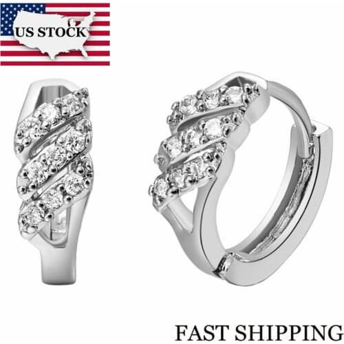 US STOCK 15% Earrings Fashion Jewelry Rose Gold Color Silver Girl Cubic Zirconia Earrings for Women Wedding Earing Uloveido R527