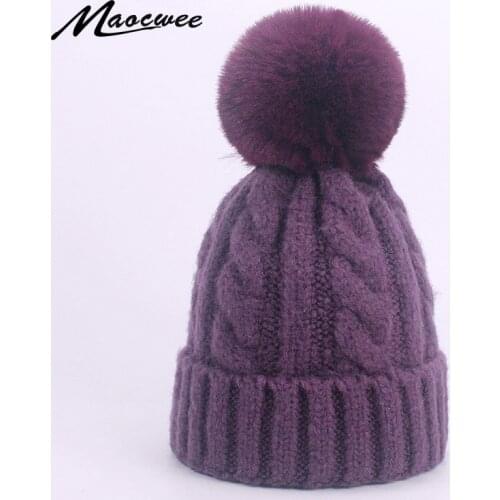 Faux Fur Pompom Hat Winter Kid Hats Skullies Beanies Child Warm Caps Elasticity Knit Beanie Hats Children Pom Hats Girls Boys