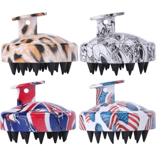 Portable Head Hair Scalp Scrubber Massager Shampoo Brush for Women Men Pets, Soft Silicone Bristles