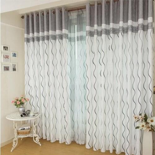 Modern Striped Printed Grey Window Curtains For Living Room Blackout Curtains Fabric Tulle Cortinas Drapes For Bedroom wp380&30