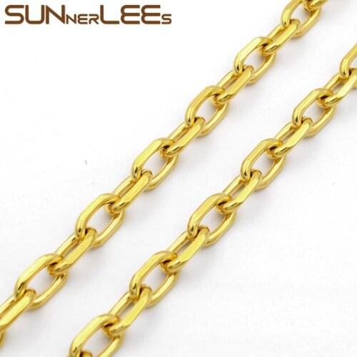 SUNNERLEES Fashion Jewelry Gold Color Necklace 6.5mm Oval Link Chain For Mens Womens Gift C33 N