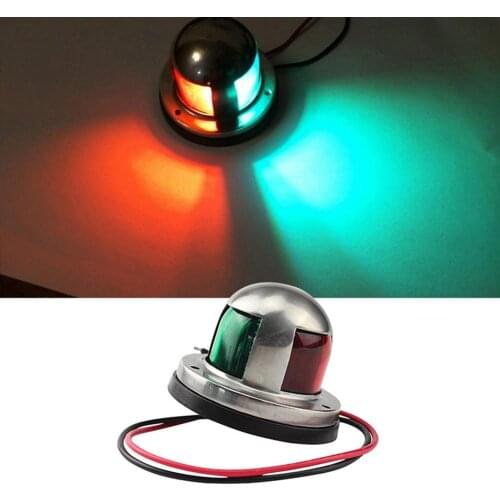Stainless Steel 12V Boat Marine Yacht Sailing Red Green Bow Navigation LED Warning Light Signal Lamp