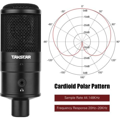 TAKSTAR PC-K220USB Condenser Desktop Microphone USB Powered Cardioid PC Mic Plug and Play for Voice Musical Instrument Recording